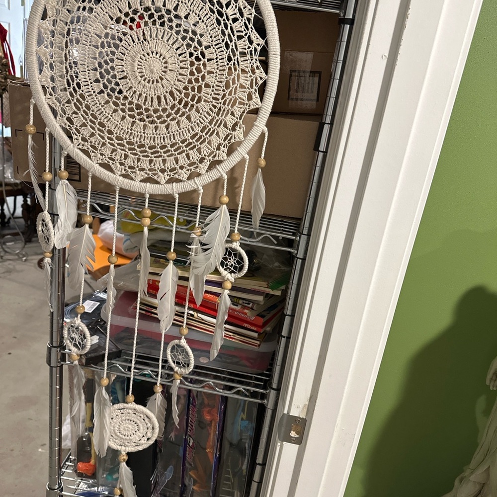Handcrafted Cream Dreamcatcher with Feathers